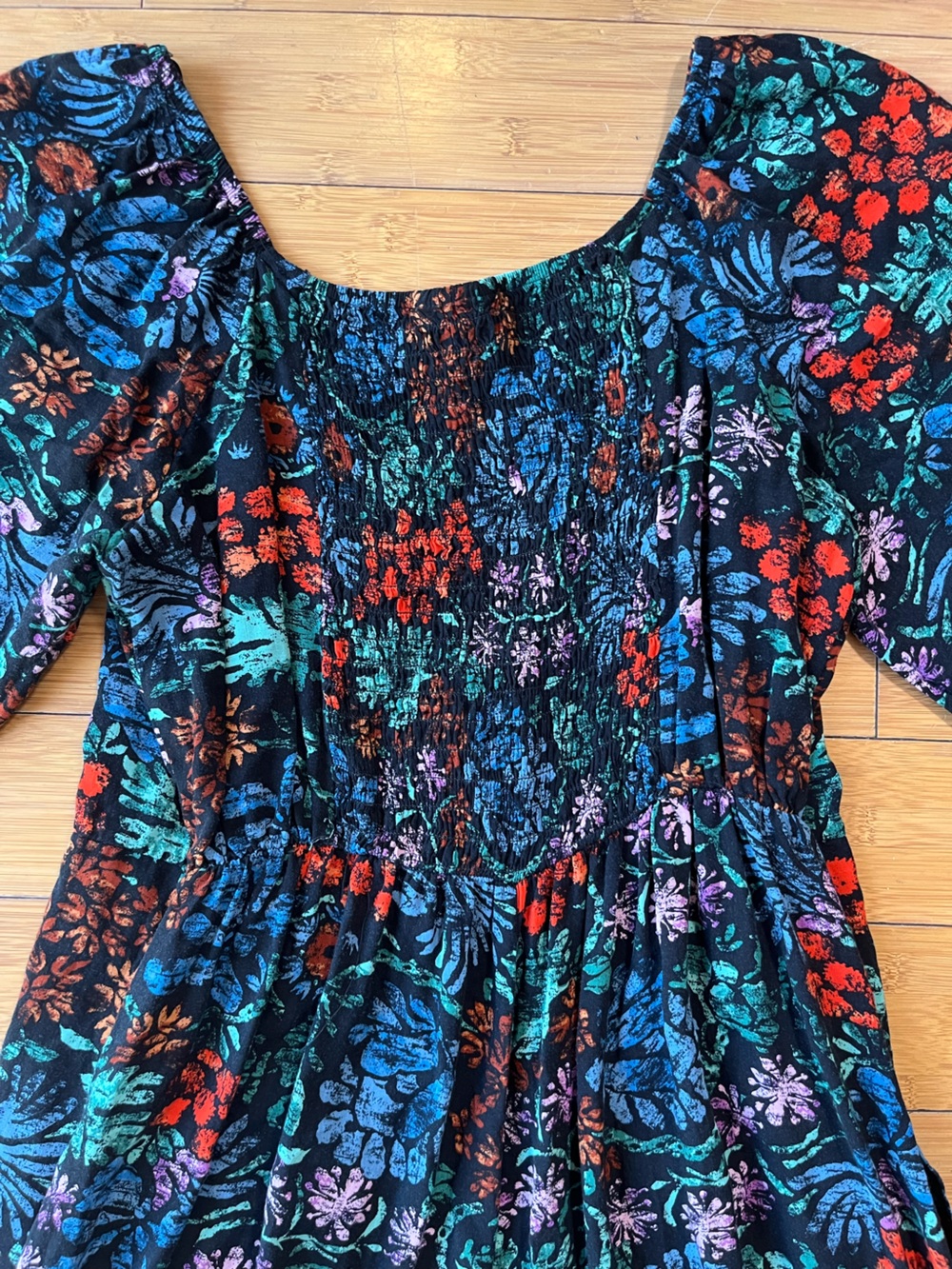Knox Rose Black Botanical Print Boho 100% Rayon Wide-Leg Jumpsuit - Picture 12 of 15